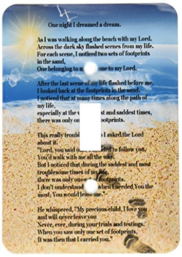 3dRose lsp_204469_1 Footprints In The Sand On Beach with Poem - Single Toggle Switch