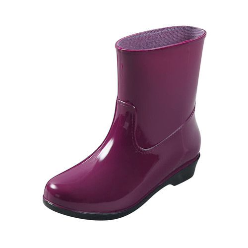 Women Shoes Short Rain Boots Ankle Waterproof Rainboot Slip On Garden Boot Rubber Shoes Woman's Rain Boots (Purple, 6)