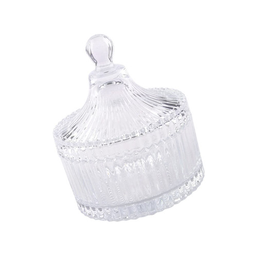 BESTOYARD 2pcs clear glass jar clear container candy crystals storage jars with lids crystal cookie jar cookie containers with lids glass food jar Candy Jar Candy Glass Jar Glass Storage Jar