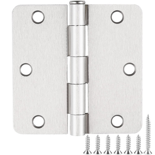 18 Pack Satin Nickel Door Hinges 3.5 Inch x 3.5" 1/4" Radius Interior Door Hinges Brushed Nickel 3-1/2 Door Hinges for Doors Bedroom Small Rounded Conner Standard Bifold Residential Door Hinge
