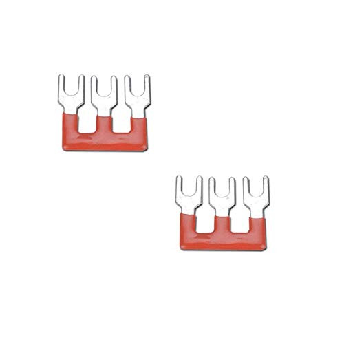 Gimax 50PCS TB2503 3 Positions 25A Wire Connector Pre Insulated Fork Type Barrier Spades Terminal Strip Jumper Block red - (Color: Red)