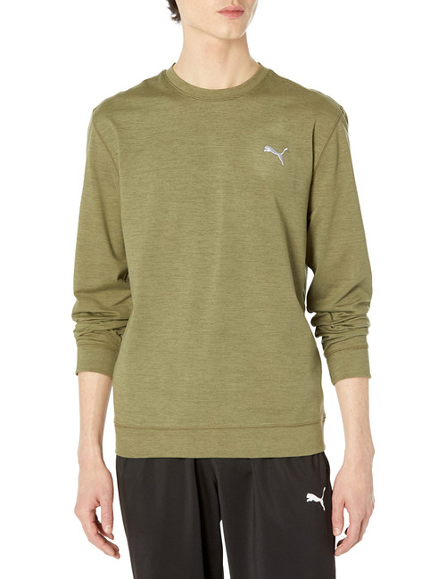 PUMA GOLF Men's Standard Cloudspun Crewneck, Deep Lichen Green Heather, Small