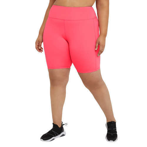 Champion Absolute, Wicking Plus Size Bike Shorts for Women, 9", Joyful Pink, 2X
