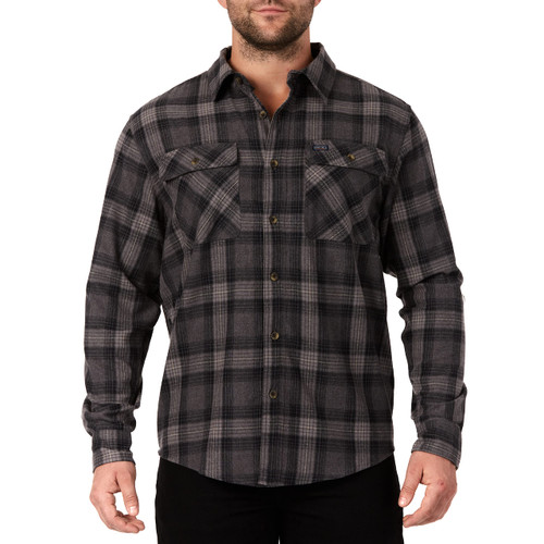 Smith's Workwear Men's Plaid Two-Pocket Flannel Shirt, Heather Charcoal-390, XL
