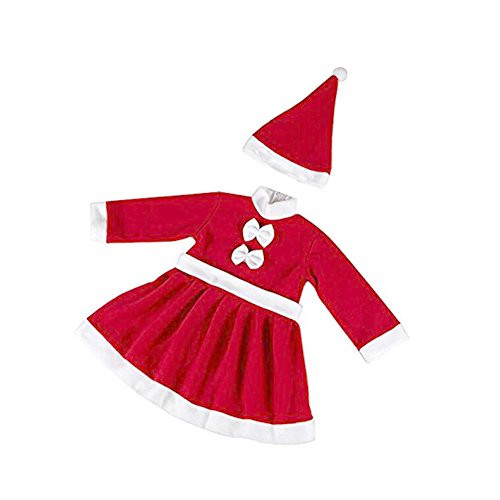 fedio Child Girls Santa Suit Costume Dress with Claus Hat for Girls Ages 3-6