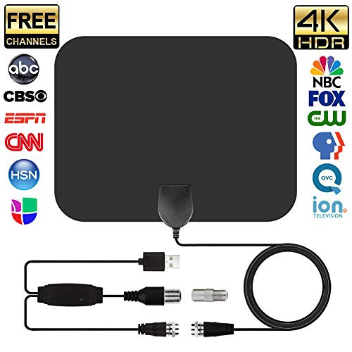 TV Antenna, Indoor HD Digital TV Antenna with Detachable 50 Miles Long Range Amplifier HDTV Signal Booster Upgraded Version-10ft Copper Coax Cable for TV with Better Reception 4K Ready