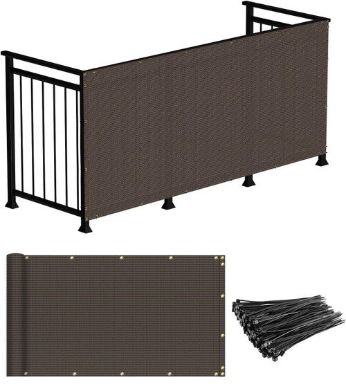 Windscreen4less Deck Privacy Screen for Backyard,Patio,Balcony,Pool,Porch,Railiing,Gardening,Fence Shield Rails Protection Brown 3' x 25' Included Zipties - Custom