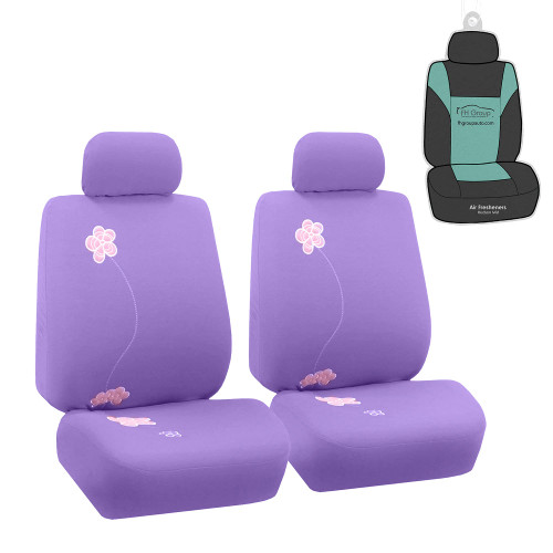 FH Group Automotive Seat Covers Airbag Compatible Front Purple Set Only Floral Seat Covers, Universal Fit Car Seat Covers Interior Accessories for Cars Trucks and SUV Car Accessories Protector