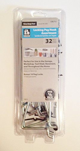 Zinc-Plated Steel Locking Peg Hook Assortment for 1/4 in. Pegboards (32-Piece)