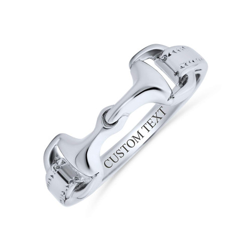 Personalize Cowgirl Equestrian Lover Double Horse Snaffle Bit Band Ring Western Jewelry For Women Teen .925 Sterling Silver Custom Engraved Personalize Cowgirl Equestrian Lover Double Horse Snaffle Bit Band Ring Western Jewelry For Women Teen .925 Sterling Silver Custom Engraved