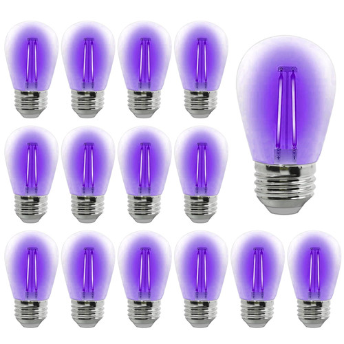 S14 Replacement Bulbs 2W Purple Outdoor LED Light Bulb Shatterproof Waterproof S14 Edison Bulb Clear Plastic Vintage Edison Filament Bulbs E26 E27 Base Decorative String Light Bulbs,15-Pack(Purple) S14 Replacement Bulbs 2W Purple Outdoor LED Light Bulb Shatterproof Waterproof S14 Edison Bulb Clear Plastic Vintage Edison Filament Bulbs E26 E27 Base Decorative String Light Bulbs,15-Pack(Purple)