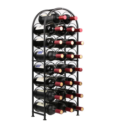 JEBELE Wine Rack of Up to 23 Bottles Arched Freestanding Floor Countertop Metal Wine Organizer Wine Bottle Holders Stands Organizer Black