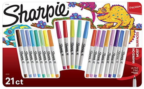 Sharpie Permanent Markers Combo Pack, Ultra Fine Point, Assorted Colors, 21 Count