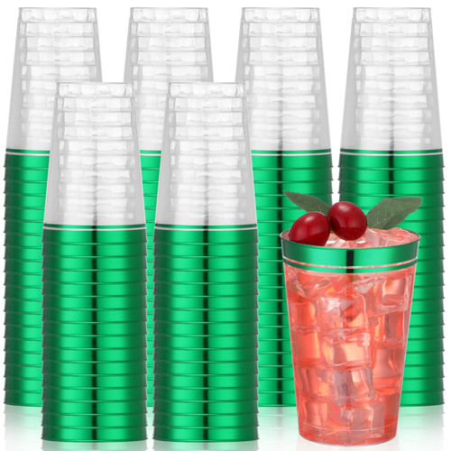 Zubebe 100 Pcs 12 oz Rimmed Plastic Cups Disposable Cups Wedding Disposable Wine Glasses Elegant Clear Plastic Tumblers for Birthday Party Cocktail Coffee Champagne (Green) Zubebe 100 Pcs 12 oz Rimmed Plastic Cups Disposable Cups Wedding Disposable Wine Glasses Elegant Clear Plastic Tumblers for Birthday Party Cocktail Coffee Champagne (Green)