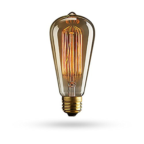 Vintage Edison Bulb (Pack of 6) - Squirrel Cage Filament Lamp - Dimmable, E26 260 Lumens, ST64 - Teardrop Top, Antique Incandescent Clear Glass Light, For Chandeliers Wall Sconces Pendant Lighting