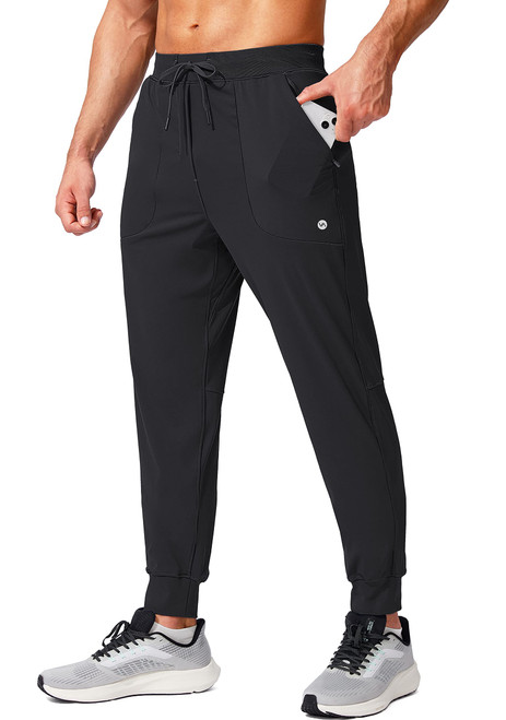 Viodia Men's Joggers with Zipper Pockets Athletic Running Track Sweatpants for Men Workout Traning Gym Pants Black