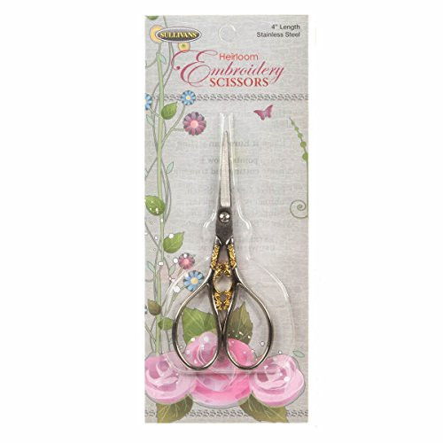 Sullivans Heirloom Embroidery Scissors 4"-Silver & Gold Teardrop Handle