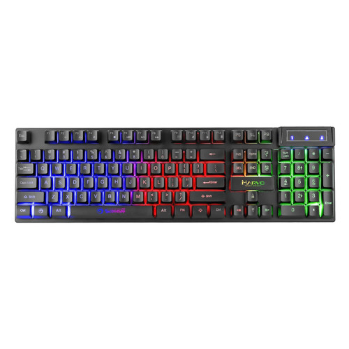 MARVO Scorpion K605 Gaming Keyboard, 3 Colour LED Backlit, USB 2.0, Frameless Design with Multi-Media and Anti-ghosting Keys, UK Layout
