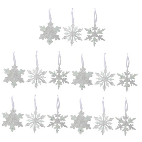 BESTOYARD 15 pcs Christmas Ornaments Christmas Decor Clear Snowflake Ornaments Wonderland Snowflakes Decorations Christmas Tree Snowflake Ornament Plastic White Snowflake Pendants Flash 3D