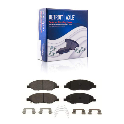 Detroit Axle - Pair 260mm Front Rotor Size FRONT Ceramic Brake Pads w/Hardware Kit for 2008-2011 Nissan Versa