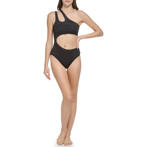 Calvin Klein Women's Standard Shoulder Strap Cut Out Detail One Piece, Black, Small