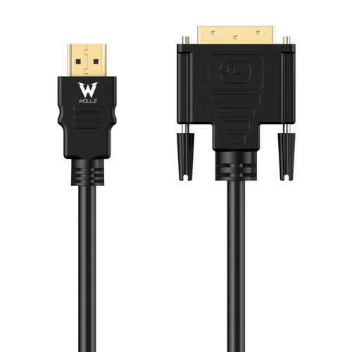 HDMI to DVI, WOLLZ High Speed 6ft CL3 Bi-Directional DVI to HDMI Adapter Cable Supports Resolution up to 1080P (Black)