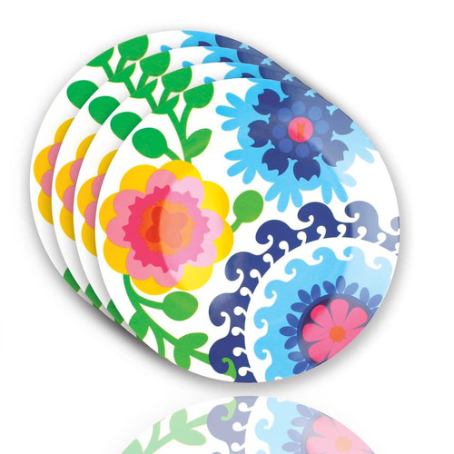 French Bull Plates - 4 Piece Set - 11 inch Melamine Dinner Plate Set - Melamine Dinnerware for Indoor and Outdoor - Sus