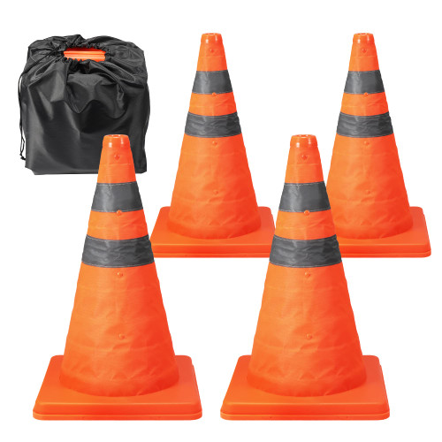 Safety Cones,Collapsible Traffic Cones 18'' Inch,Orange Parking Cones with Storage Bag,Driving Construction Cones for Road Parking, Driving Practice