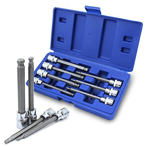 XtremepowerUS 7PCs 3/8' Ball End Long 4.25' Standard SAE Hex Allen Bit Sockets Wrench