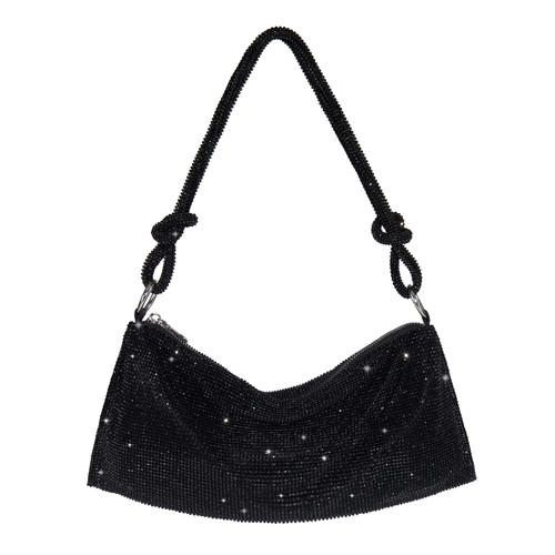 oexe Rhinestone Purse Sparkly Bag Black Diamond Purses for Women Hobo Bag Upgrade Evening Prom Rhinestone Handbag Rhinestone Bag Cult Gaia Dupes Black Clutch Purses For Women Evening(Black)