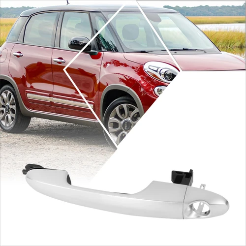 PM PERFORMOTOR Front Left Driver Side Outer Door Handle w/Keyhole Compatible with 14-17 Fiat 500L,Painted Silver