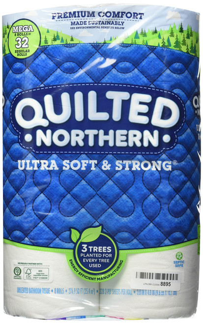 Quilted Northern Quilted Northern Ultra Soft & Strong Toilet Paper, 8 Mega Rolls, 8 = 32 Regular Rolls, 8 Count