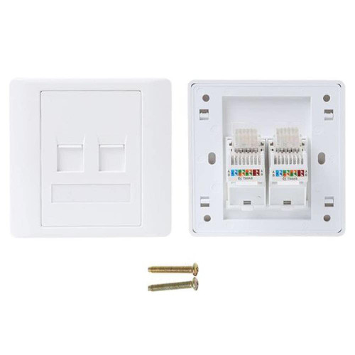 86 Type Computer Socket Panel CAT5E Network Module RJ45 Cable Interface Outlet Wall Socket-2 Ports