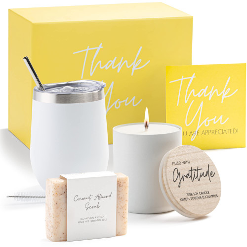 Boxzie Thank You Gifts for Women, Appreciation Gift Box Set, Gratitude Candle Basket - Thoughtful Boxes for Employee, Boss, Coworker, Hostess, Secretary, Teacher, Female Friend Boxzie Thank You Gifts for Women, Appreciation Gift Box Set, Gratitude Candle Basket - Thoughtful Boxes for Employee, Boss, Coworker, Hostess, Secretary, Teacher, Female Friend