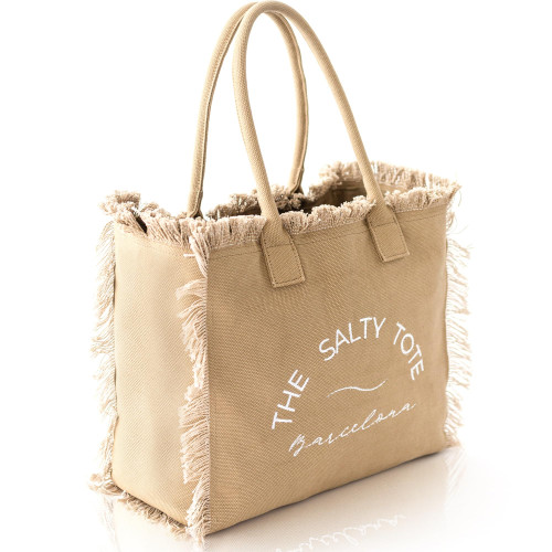 Jelemme Large Beach Tote Bag - Boho Beach Bag - Beach Bags for Women Vacation - Packable Beach Bag Camel