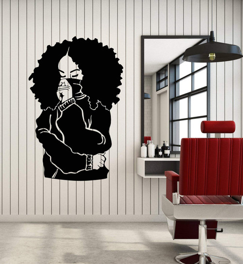 Vinyl Wall Decal Beautiful Black Lady Curly Hair Pullover Stickers Mural Large Decor (g3746) Black Vinyl Wall Decal Beautiful Black Lady Curly Hair Pullover Stickers Mural Large Decor (g3746) Black