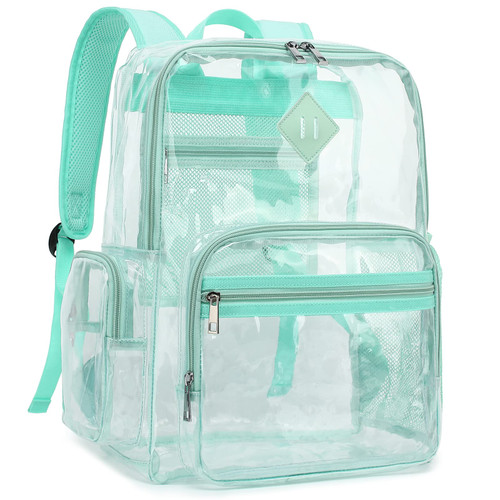 Fuyicat Heavy Duty Clear Backpack for Girls Boys Women Men, PVC Transparent School Backpacks See Through College Bookbag (Green)