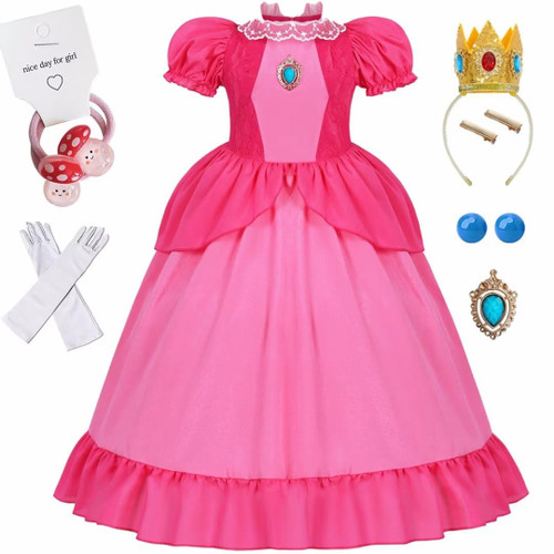 SZ-TONDA Pink Princess Costume Girls Mushroom Queen Dress - Kids Birthday Halloween Party Favors Outfit Clothes