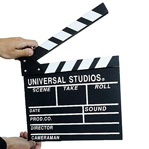 Wooden 11.8x10.6inch/30x27cm Director's Film Clapboard Cut Action Scene Clapper Board Slate with Black Sticks