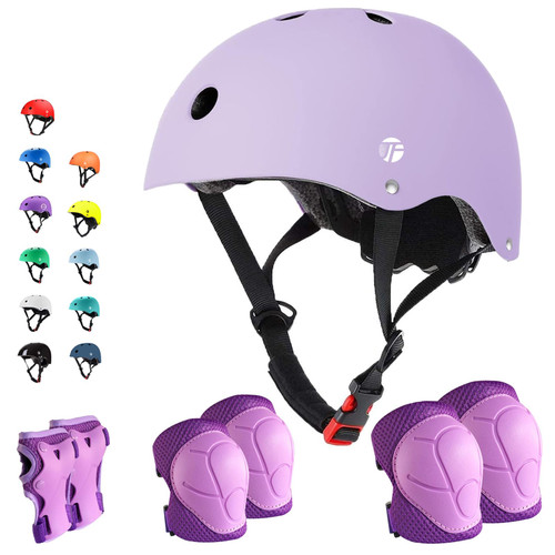 JeeFree Bike Helmet Set with Knee Pads Elbow Pads Wrist Guards,Adjustable Helmet for Toddler Kids&Youth,Bicycle Helmet Roller Skate