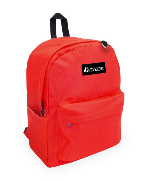 Everest Classic Laptop Backpack W/Side Pocket, Red, One Size