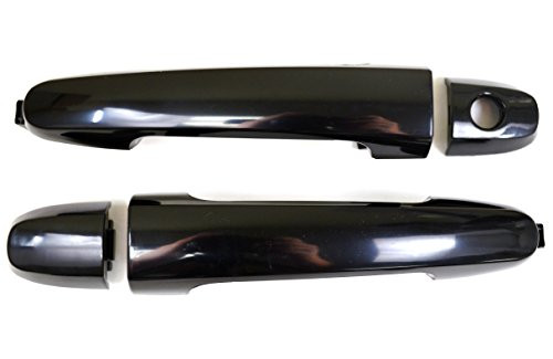 PT Auto Warehouse TO-3180S-FPK - Outside Exterior Outer Door Handle, Smooth Black - Front Left/Right (without Keyhole) Pair