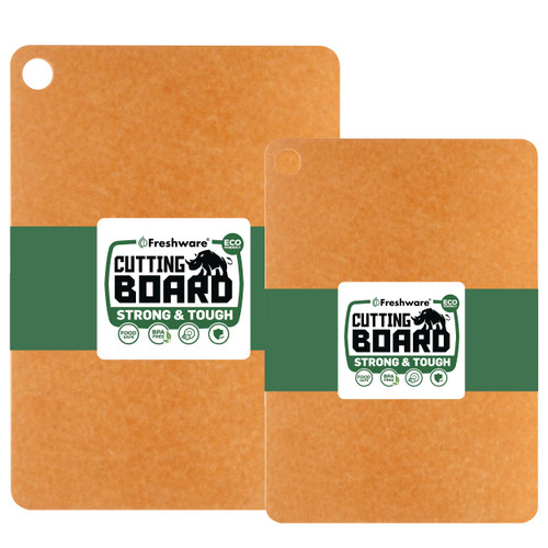 Wood Cutting Boards for Kitchen Dishwasher Safe, Wood Cutting Board, Premium Wood Fiber, Non-Porous, Reversible, Set of 2, Natural Slate