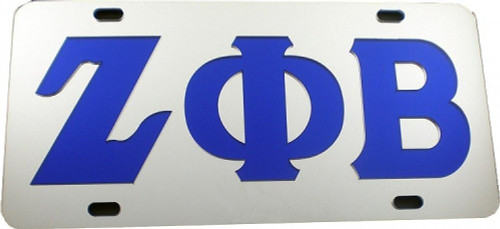 Dixie Dawgs Zeta Phi Beta Laser Cut Inlaid License Plate Car Tag Mirror Background