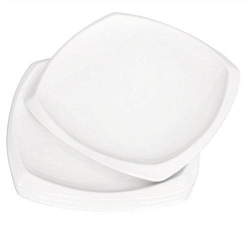 jinsongdafa Porcelain Square Dinner Plates, White 9.6 INCH Square Serving Plate for Steak, Pasta, Salad, Snacks, Pizza, Appetizer Plates-Set of 4 (9.6 INCH Square Dinner Plates)
