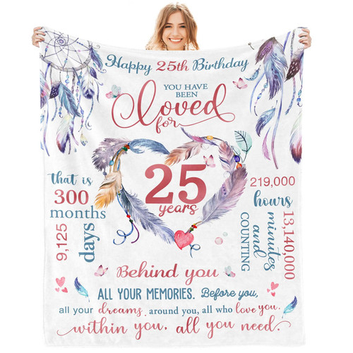 DULNYEI 25th Birthday Gifts for Women Blanket Gifts for 25 Year Old Woman Happy 25th Birthday 25th Birthday Decorations for Women Throw Blanket 60x50In DULNYEI 25th Birthday Gifts for Women Blanket Gifts for 25 Year Old Woman Happy 25th Birthday 25th Birthday Decorations for Women Throw Blanket 60x50In