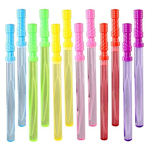 FUN LITTLE TOYS Bubble Wands 14 Big Pack Assorted Colors Non Toxic Summer Activity Party Favor Birthday Gift - 1 Dozen