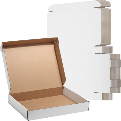 Lyeasw 13x10x2 White Shipping Boxes, 20 Pack Corrugated Cardboard Box for Mailing Packing Mailer