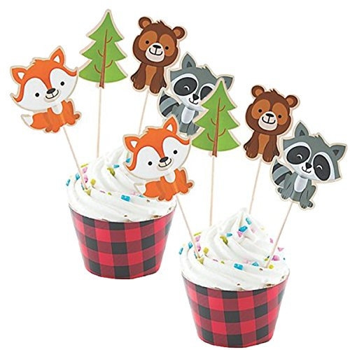 Fun Express Woodland Party Cupcake Wrappers & Picks - Makes 100 Treats