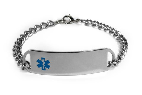 IMPLANTED Port Medical ID Alert Bracelet with Embossed Emblem from Stainless Steel. D-Style, Premium Series.